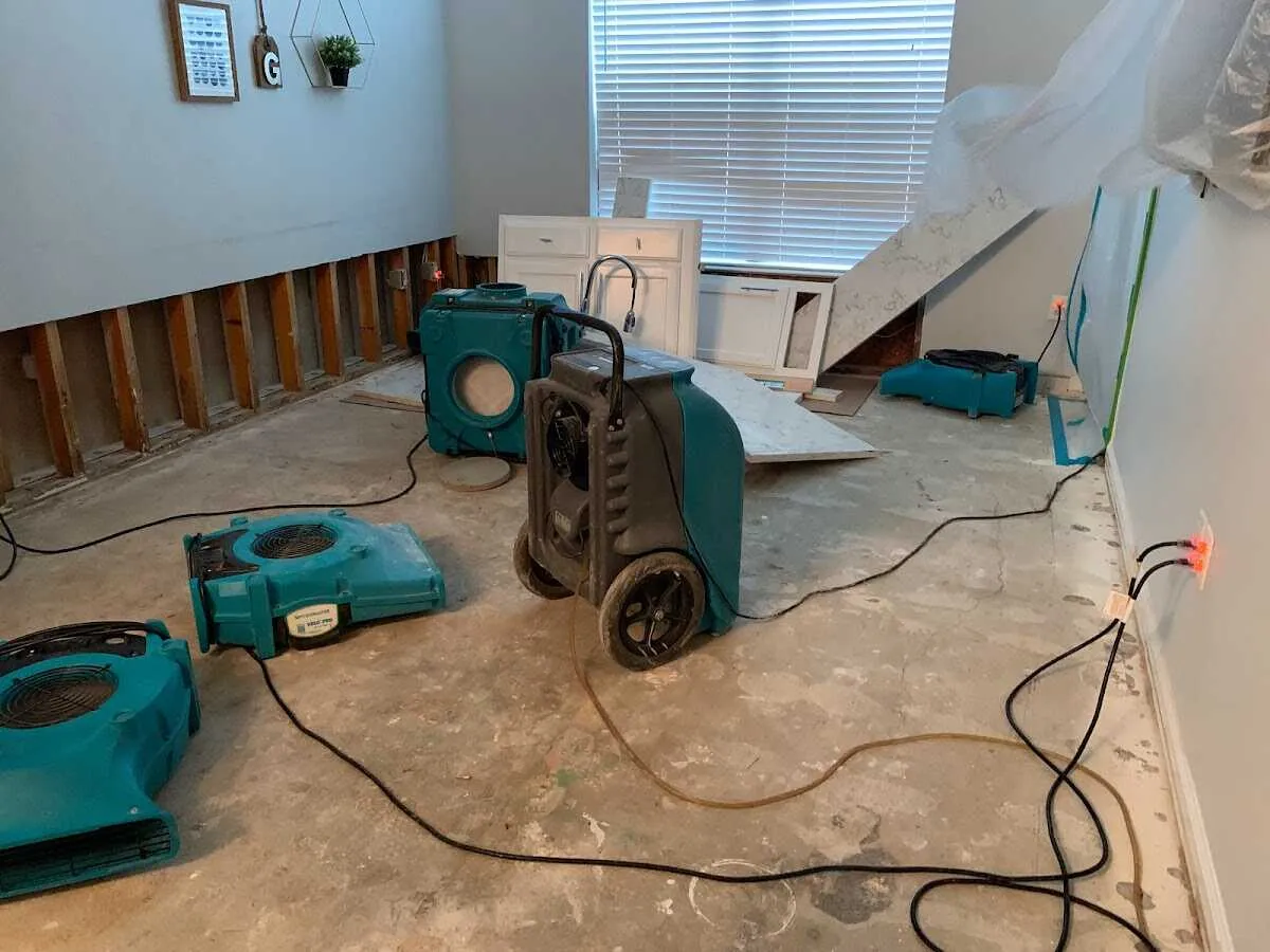 Dehumidifier in flood-cut room for Water Damage Restoration in Hickam Housing